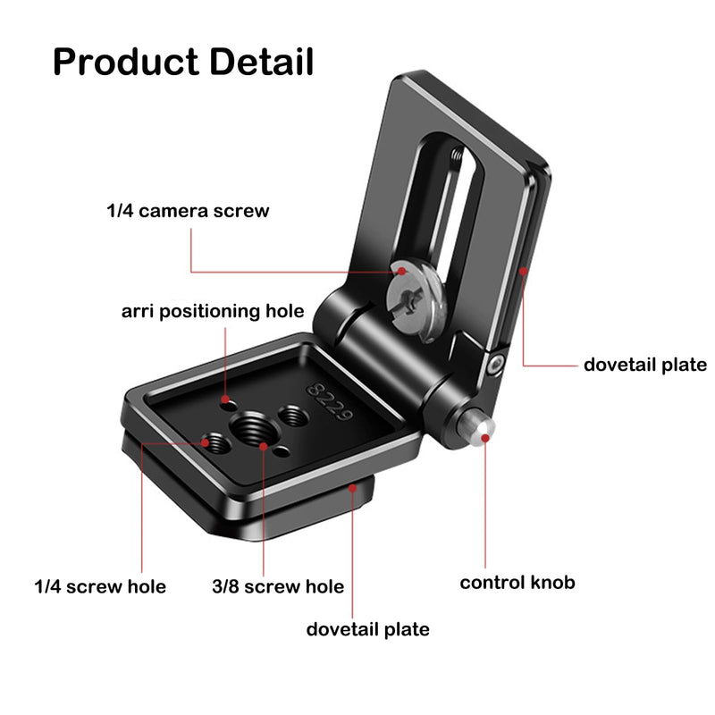 Foldable Camera L Bracket,Tripod Quick Release Plate, Aluminum Vertical Horizontal Switching Mount with Arca Swiss 1/4" & 3/8" Threaded for DSLR Mirrorless Camera Stabilizer Monopod Tripod Gimbal
