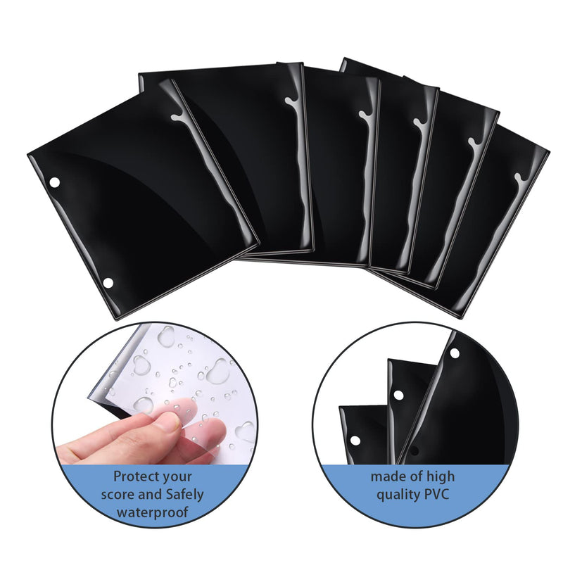 12 Pieces Black Flip Folio Marching Band Music Files Holder Flip Folder Pages Sheet 7.3 x 6.3 Inches PVC Waterproof Window Pages Musical Flip Folder with 2 Holes for Music Files 12