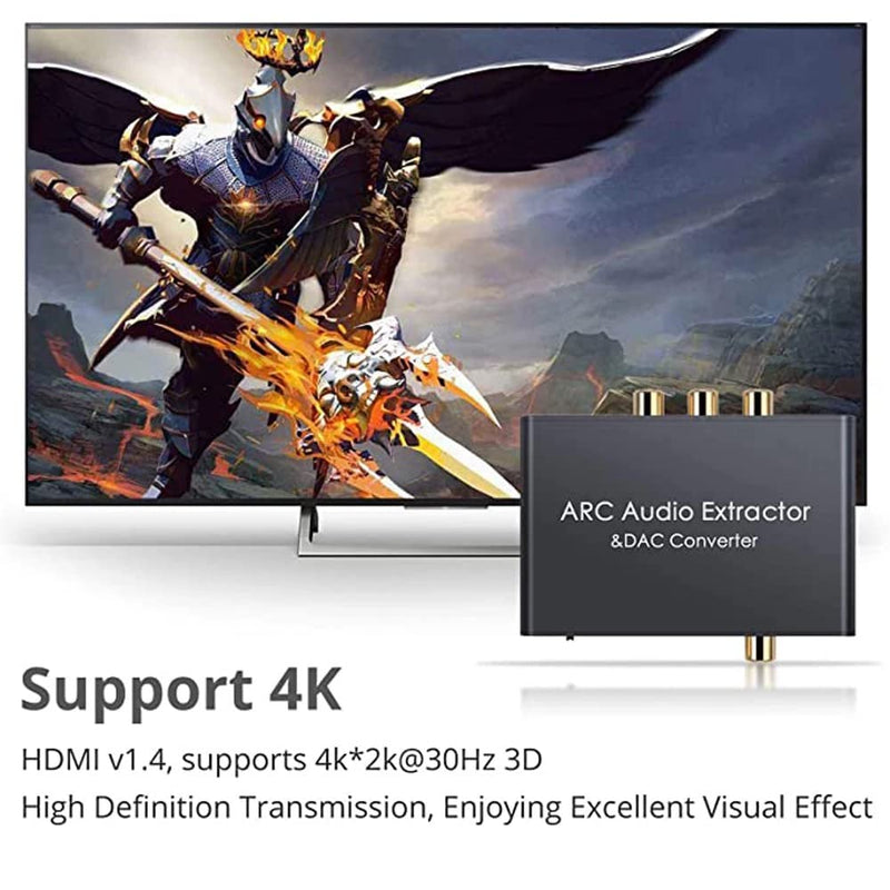 [AUSTRALIA] - Converter HDTV-Compatible Audio Adapter DAC ARC L/R Coaxial SPDIF Jack Extractor Return Channel 3.5mm Headphone for TV(Cable not Included) 