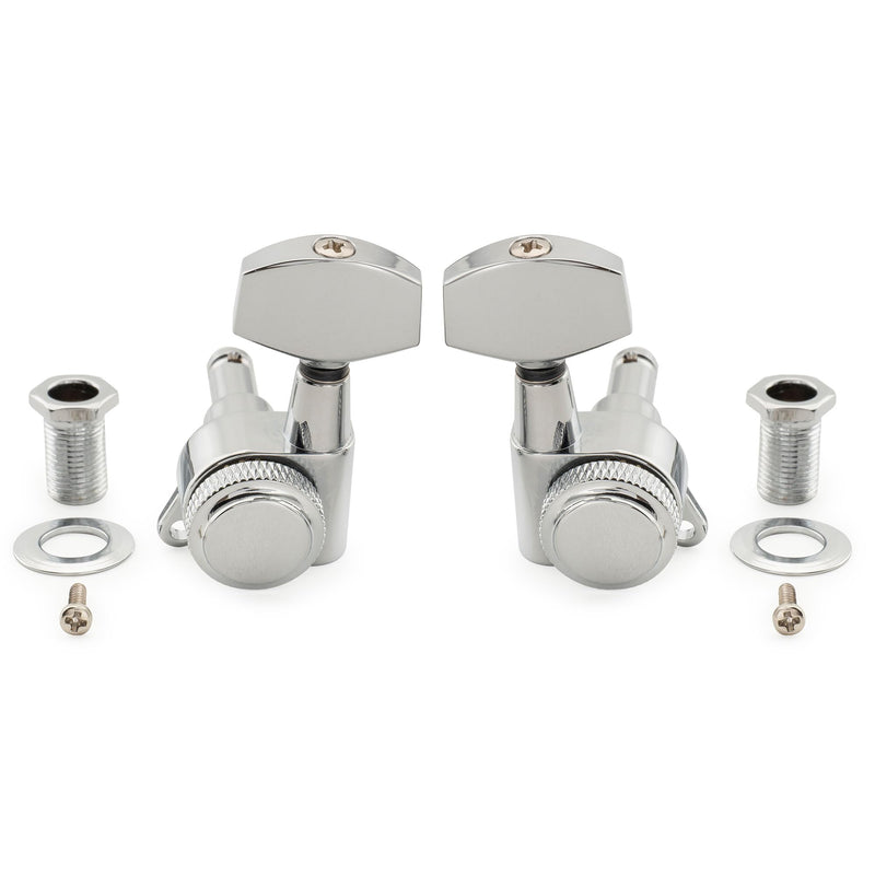 [AUSTRALIA] - Musiclily Pro 3R3L 18:1 Ratio Full Sealed Locking Machine Heads Tuners Tuning Pegs Keys with Big Hex Button 45 Degree Screw for Acoustic Electric Guitar, Chrome 3R3L Chrome 
