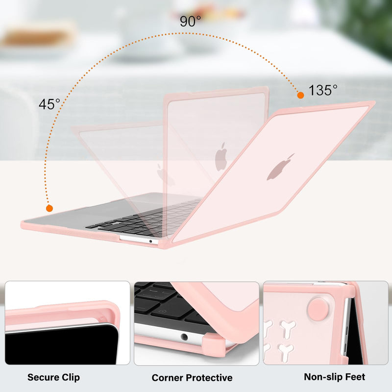 MOSISO Compatible with MacBook Pro 13 inch Case M2 2024-2016 A2338 M1 A2251 A2289 A2159 A1989 A1708 A1706, Soft TPU Bumper Anti-Cracking&Anti-Fingerprint Plastic Hard Shell&Keyboard Cover, Pink