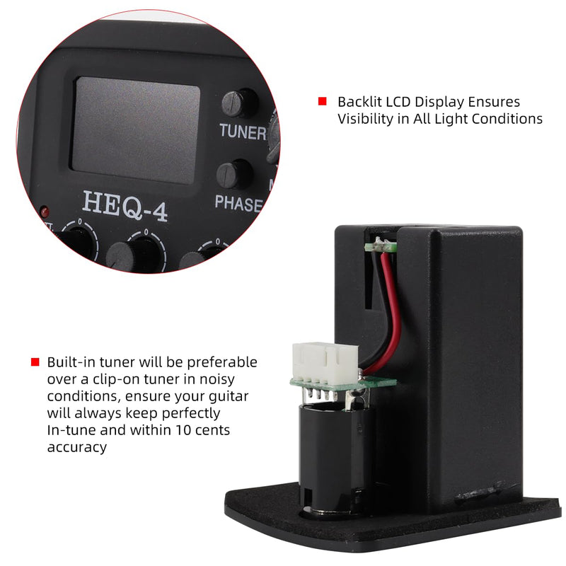 Acoustic 4 Band EQ Equalizer Guitar Preamp Piezo Pickup Tuner Acoustic Guitar Preamp Amplifier Equalizer Tuner (HEQ-4) HEQ-4