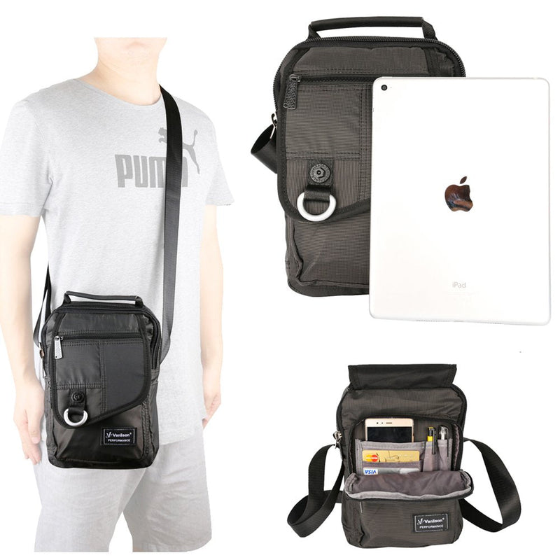 Vertical Messenger Bag, Crossbody Bag, Shoulder Bag Work Satchel for iPad Tablet Kindle A-black