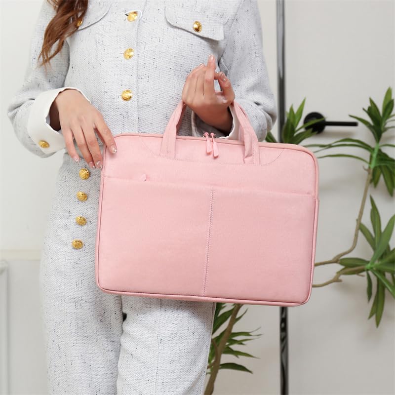 Laptop Bag Shockproof Protective Laptop Case Lightweight Computer Sleeve | Laptop Carrying Case with Front Pocket 12in 13.3in 14in 15in 15.6in 16.1in Computer Bag Waterproof for Men Women Pink 1