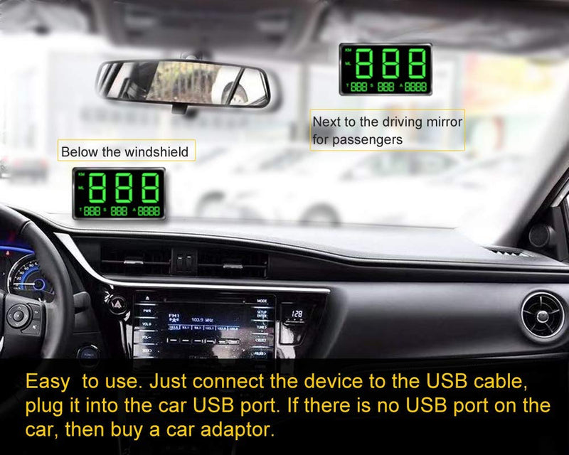 [AUSTRALIA] - HUD Original Universal GPS Head Up Display Speedometer Odometer Car Digital Speed Display MPH Over Speed Alarm Car Clock for All Vehicles C60S/C80/C90 