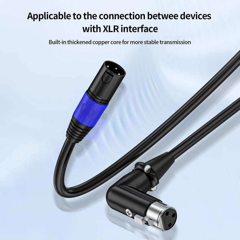 XLR Right-Angle Female to Straight Male Microphone Extension Cable, 90-Degree Female to Straight Male Balanced Cord 3-Pin to 3-Pin, -6.6ft 2Pack 2 6.6FT-XLR Right-Angle Female