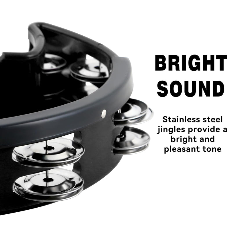 [AUSTRALIA] - EASTROCK Drum Set Tambourine with Mounting Eye Bolt,Tambourine for Drum Set,Hi Hat Tambourine Drum Set (Single row of jingles, Black) Single-Black 