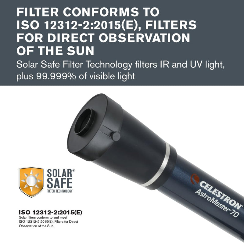 Celestron – EclipSmart Safe Solar Eclipse Telescope Filter – Meets ISO 12312-2:2015(E) Standards – Works with Existing 70mm AZ & EQ Telescopes – Observe Solar Eclipses and Sunspots – Safe, Snug Fit AM70 / 70LT
