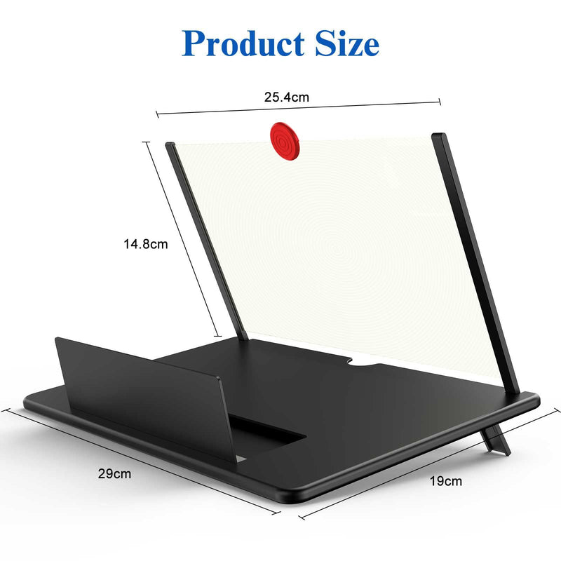 [AUSTRALIA] - 14" Screen Magnifier –3D HD Mobile Phone Magnifier Projector Screen Enlarger for Movies, Videos, and Gaming–Foldable Cell Phone Stand with Screen Amplifier–Supports All Smartphones (Black, 14inch) Black 
