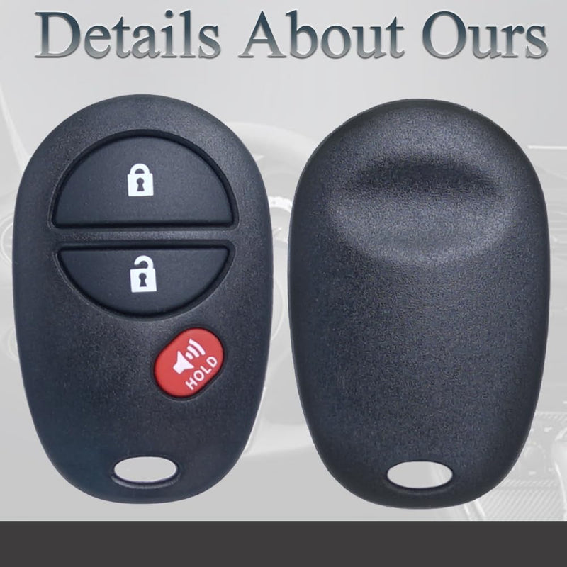 Key Fob Keyless Entry Fits for Toyota 2007-2017 Tundra /2005-2016 Tacoma / 2008-2013 Highlander / 2004-2015 Sienna /2008-2016 Sequoia Remote Control Replacement GQ43VT20T 89742-AE010 3 Buttons