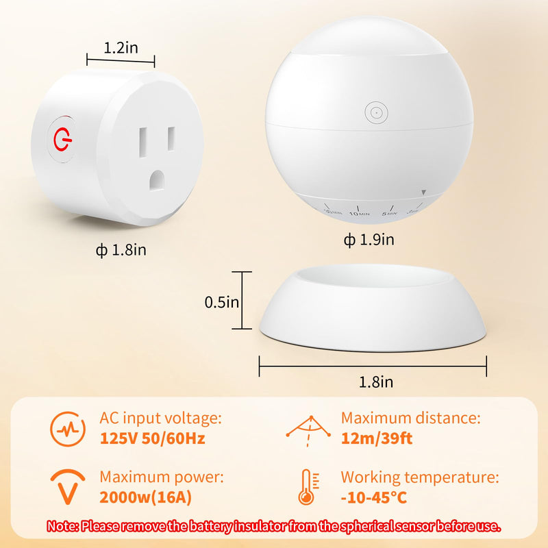 [AUSTRALIA] - Wireless Motion Sensor Light Switch with Built-in Timer Settings, PIR Motion Sensor Plug Outlet with 3 Adjustable Ranges, Auto On/Off, Ideal for Garage & Storage Room, Compatible with All Light Bulbs 1 Pack(New) 