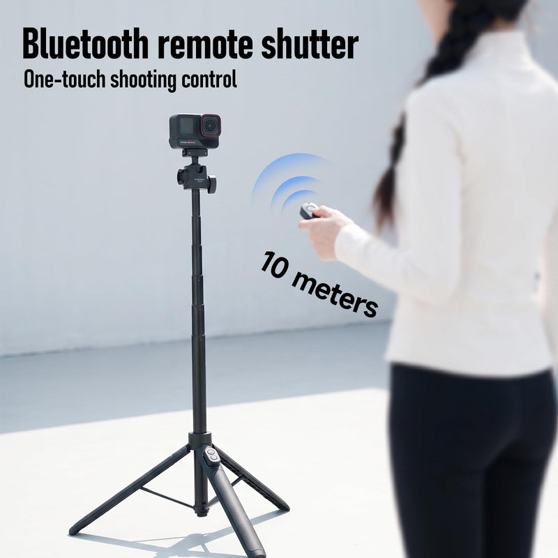 Ambitful Bluetooth Tripod Selfie Stick, Magnetic Mount for Insta360（IT07B | For Insta360 Ace Pro/X5/X4 ,2-in-1 13.3''-55.1'' selfie stick and tripod, Bluetooth remote 360 ball head, 1.5kg load IT07B