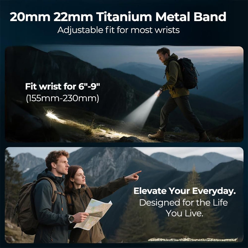 Universal Titanium Quick Release Watch Band with 20mm 22mm Lug Width, Adjustable Titanium Metal Strap for Samsung Galaxy Watch 7/6/5/4/3, Garmin Venu 4 45mm/ Venu 2S for Men Women