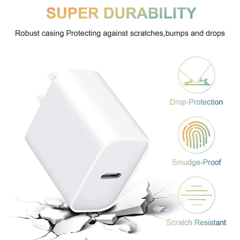 [2 Pack] USB C Wall Charger, iPhone 15 Charger Block 20W PD Power Adapter Compatible with iPhone 15/15Pro/15Pro Max/15Plus/14/13/12/11,Xs/X, iPad, Samsung Galaxy and More White