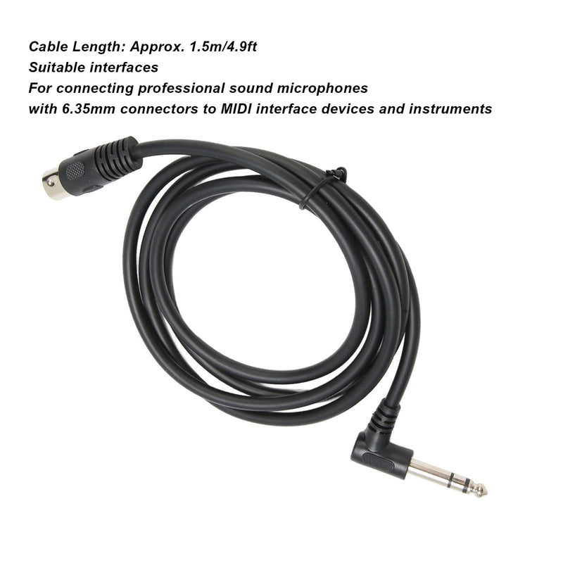 GOWENIC 6.35mm Male to MIDI Din 5Pin Male Cable, 90 Degree 6.35mm Male to MIDI Din 5Pin Male Cable, for 6.35mm Interface Professional Sound Microphones to MIDI Interface Devices