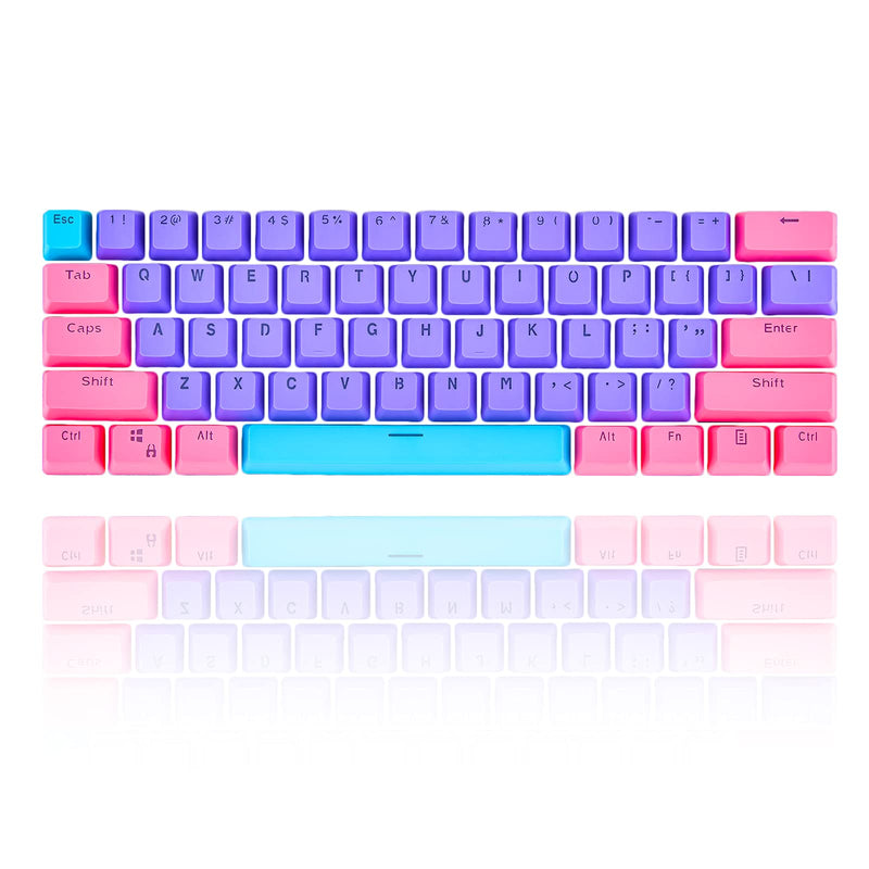 WHYSP 61 PBT Keycaps for 60 Percent Keyboard, Backlit Keycap Set for Mechanical Gaming Keyboard OEM Profile Blue Keycaps with Key Puller for Cherry MX Switches GK61(Peach) Peach