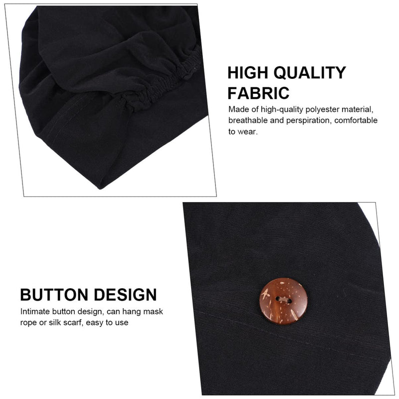 iplusmile Chemotherapy Hat with Buttons Turbans Hat Chemo Hat Headwear Sleep Cap Headwrap Cancer Slouchy Hat Peeling Hat Bouffant Hats for Women Black M