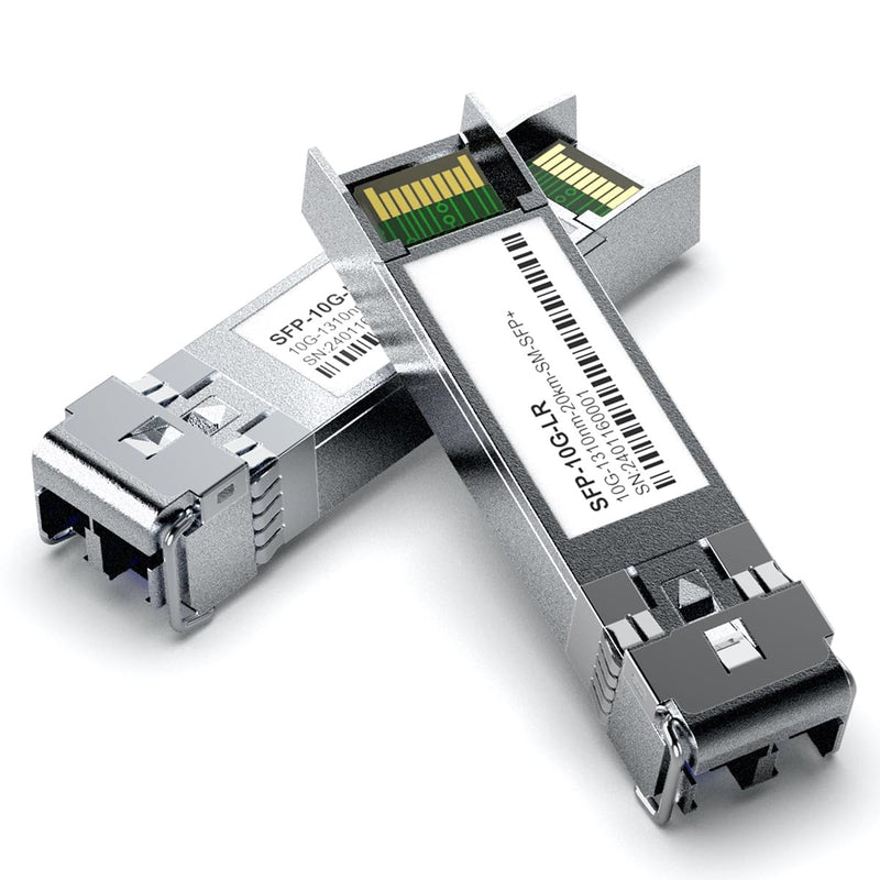 2Pack 1310nm SFP+ 10GBase-LR Single Mode Module, 10G LC SMF Fiber Optic Transceiver for Cisco SFP-10G-LR, Ubiquiti UniFi UF-SM-10G, Meraki MA-SFP-10GB-LR, Netgear, TP-Link and More (1310nm DDM 20km) 2PCS 10G SFP to LC SingleMode