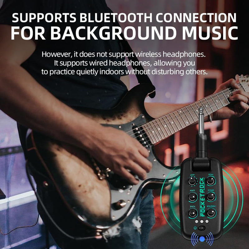 [AUSTRALIA] - EROK Guitar Headphone Amp, with 9 Simulation Tones,USB-Rechargeable Portable Pocket Effects Unit, with Wireless Function Supporting OTG Recording 