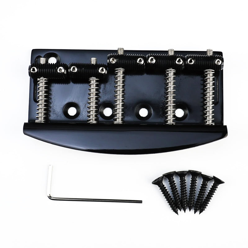 [AUSTRALIA] - 5 String Electric Bass Guitar Bridge Stainless Steel Saddles Plate 19mm (3/4") Fixed Hardtail Bridge Compatible with Vintage style Fender Jazz Precision Bass Replacement Parts Black 5 String 