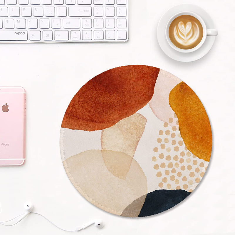 Auhoahsil Mouse Pad, Abstract Art Round Non-Slip Rubber Mousepad with Stitched Edges for Wireless Mouse Laptop Computer Gaming Office Travel Men Women Kids, Cute Design, 8.7 x 8.7 in, Stones Abstract Art Stone