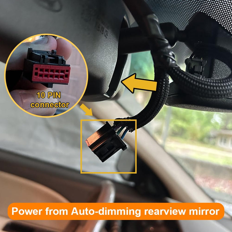 Dash Camera Power Adapter (10-Pin) for Lincoln, Ford, LED Display USB Power Source, Easy to Install, 5V 12V Output (D3-056)