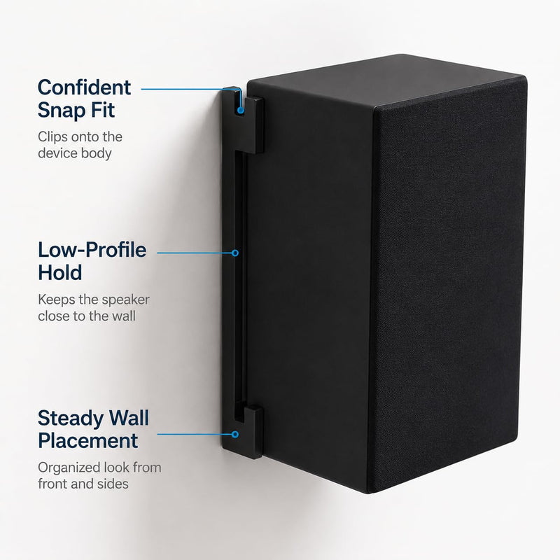 SplashNColor Speaker Wall Mount Compatible with Bose Virtually Invisible Speaker 300 – Snap-On Hook Bracket | Secure Screw-Mount Setup | Low-Profile Audio Holder for Small Rooms