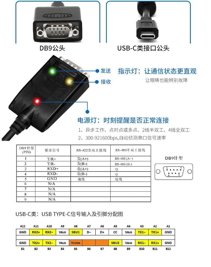 [AUSTRALIA] - UOTEK UTEK UT-890-TC USB Type-C to RS-485/422 Serial Converter with ESD Protection 