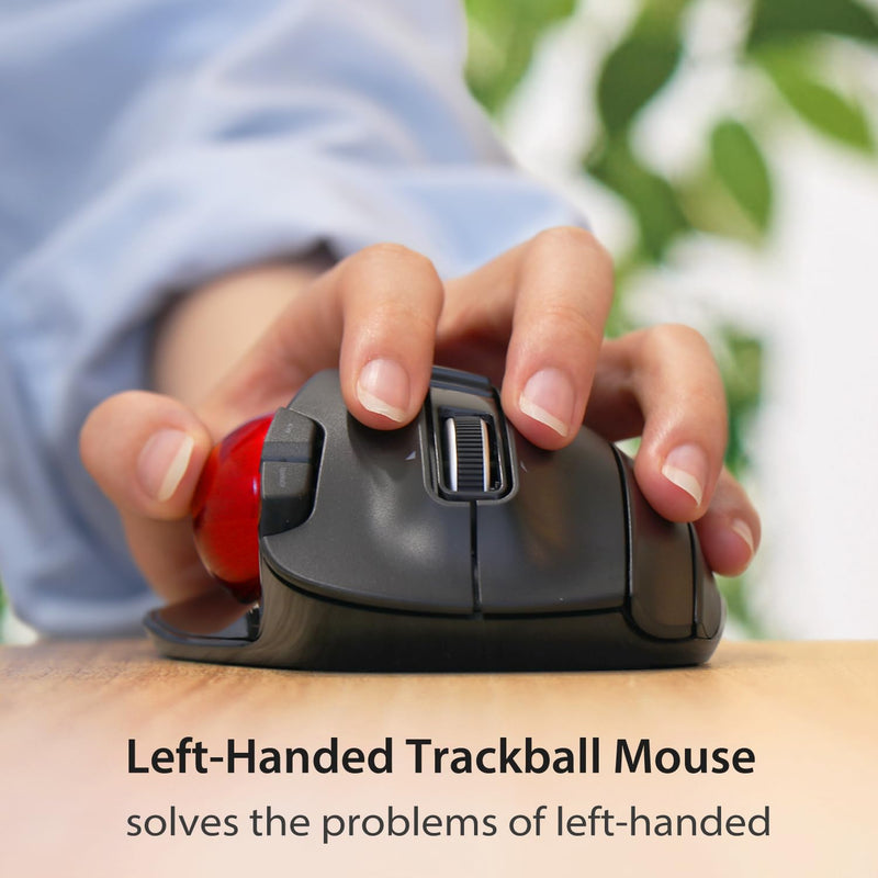 ELECOM EX-G Left Handed Trackball Mouse, 2.4 GHz USB Wireless, Ergonomic, Thumb Control, Tracking Roller Ball, 6 Programmable Buttons, Tilt Scroll Wireless_RedBall