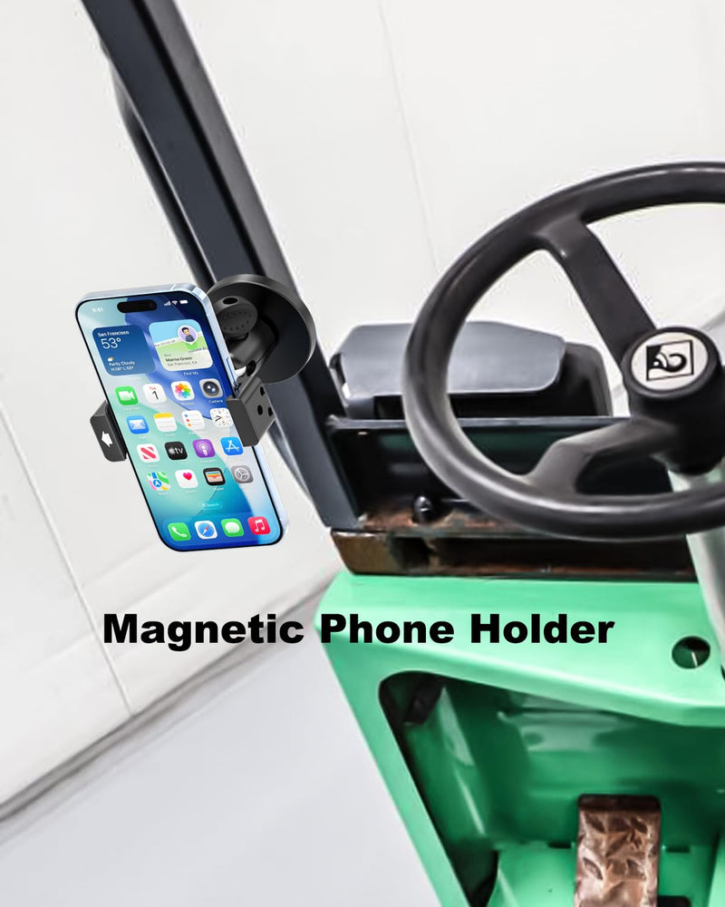 Magnetic Tractor Phone Holder, All Metal & Strong Magnet Base | 360° Heavy-Duty Phone Mount for Lawn Mower/ Construction Equipment/ Forklift/ Boat/ Gym for iPhone, Galaxy, All 4-7" Phones
