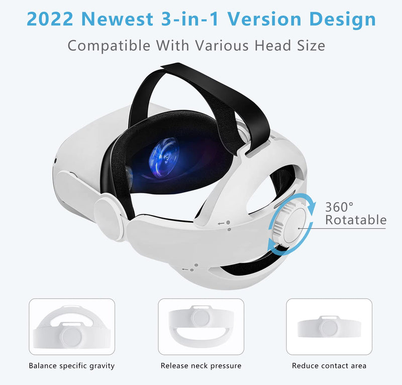 Saqico Head Strap for Oculus Quest 2 with 5000mAh Head Strap Battery Pack Compatible with Oculus/Meta Quest 2