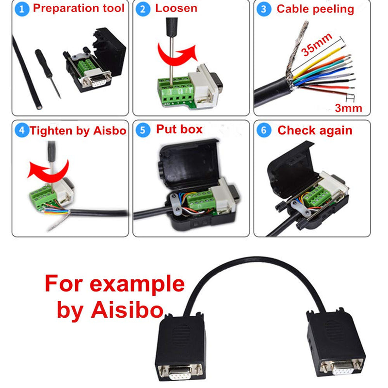 Connector DB9 RS232 D-SUB Female Adapter Serial 9 Pin Port DB9 COB Breakout Terminal Connector Signal Module with Case (Female Connector + Nut) Female Connector + Nut