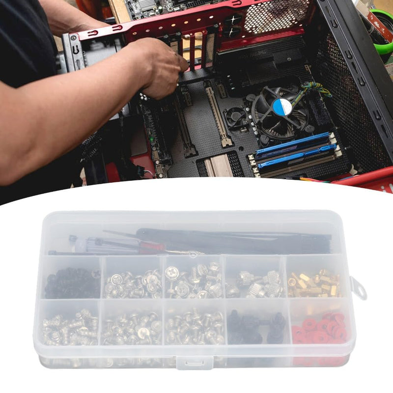 Stainless Steel Computer Screw Assortment Kit Motherboard Standoffs Screws with Screwdriver Washer Cleaning Brush for DIY PC Installation and Repair