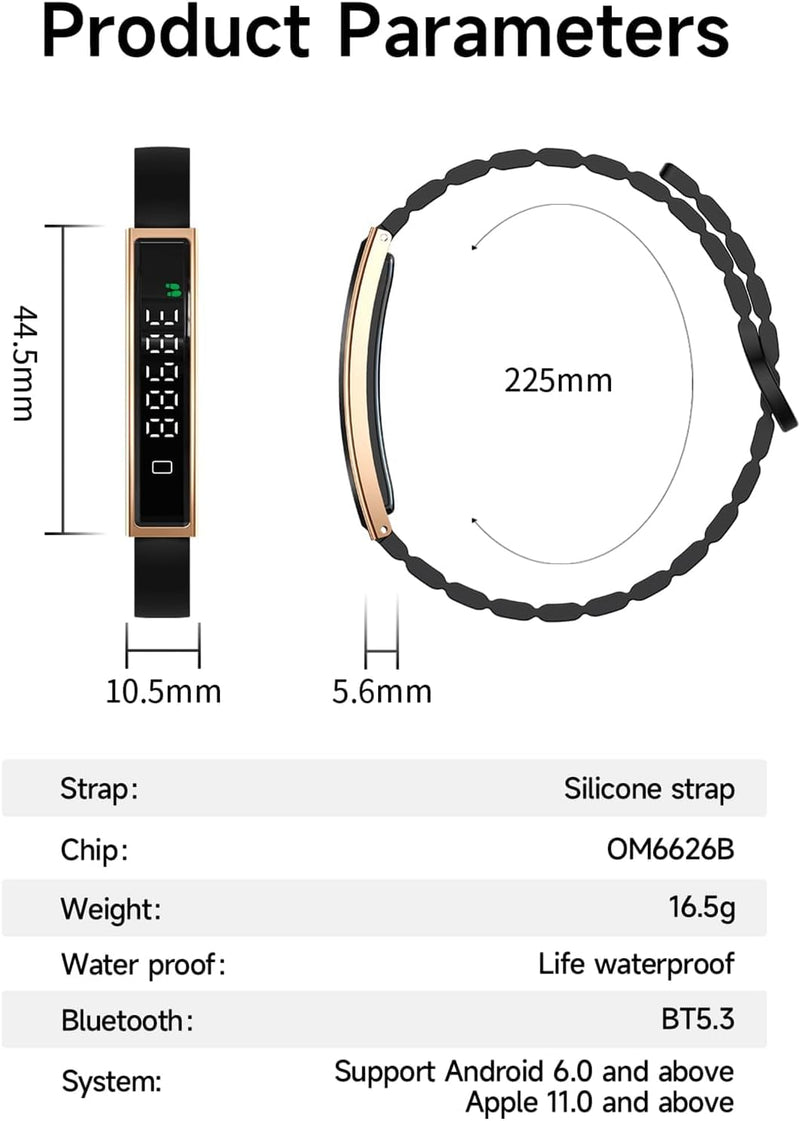 Health Smart Bracelet,Fitness Tracker with Heart Rate, Sleep Monitoring, Blood Oxygen, Step Counting for iOS and Android, No Subscription Fee, Waterproof(Gold)