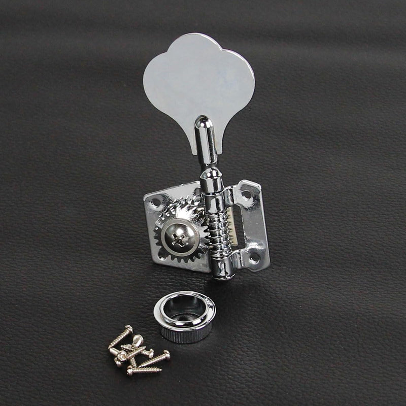 FLEOR 4Pcs Left Handed Vintage Open Gear Bass Guitar Tuning Keys PB JB Bass Guitar Tuning Machine Head 4L Chrome
