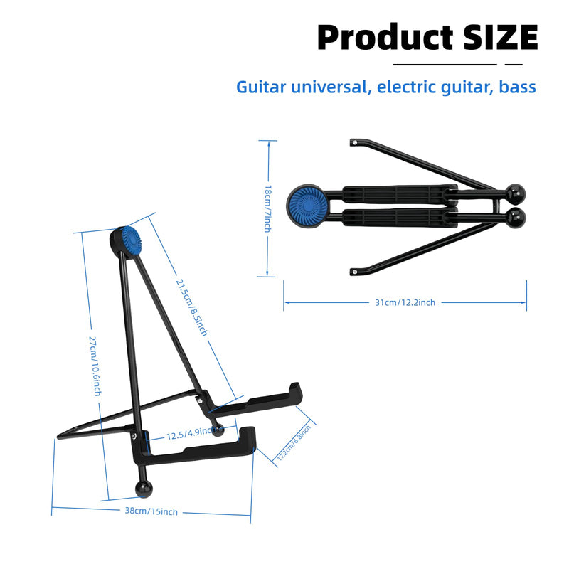 nalu Upgraded Foldable Guitar Stand, A-Frame Metal Folding Holder – Portable & Durable Floor Tripod for Acoustic/Electric Guitar, Bass, Banjour (Large) Large