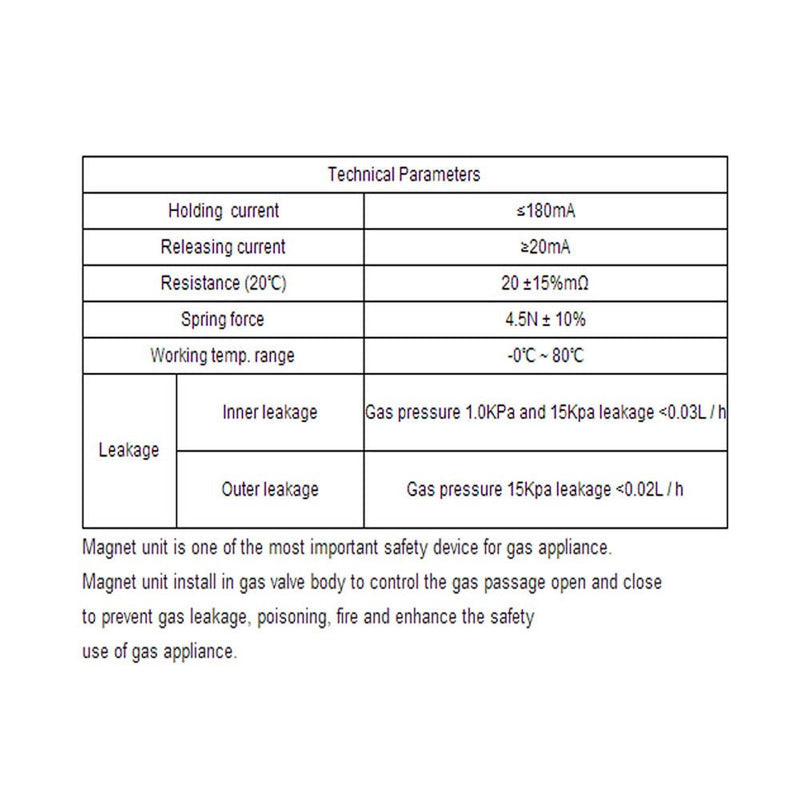 Meter Star 11.5A Gas Safety Valve Magnet Unit for Gas Stove Valve Flame Failure Safety Device