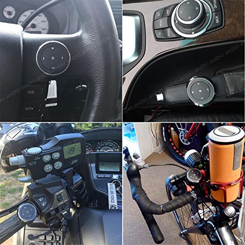 Wireless Bluetooth Media Button Remote Selfie Control Car Motorcycle Steering Wheel Music for iPhone or Android with Mount