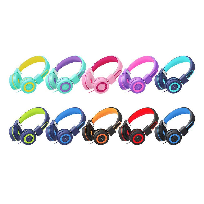 [AUSTRALIA] - ELECDER i37 Kids Headphones Children Girls Boys Teens Foldable Adjustable On Ear Headphones 3.5mm Jack Compatible Cellphones Computer MP3/4 Kindle School Tablet Green/Purple 