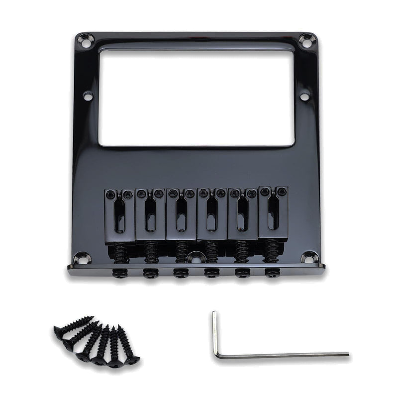 10.5mm Fixed Electric Guitar Bridge Zinc Alloy Saddle Steel Baseplate 6-string Guitar hardtail Bridge Compatible with Telecaster Tele Style Electric Guitar Replacement Parts（Glossy Black）