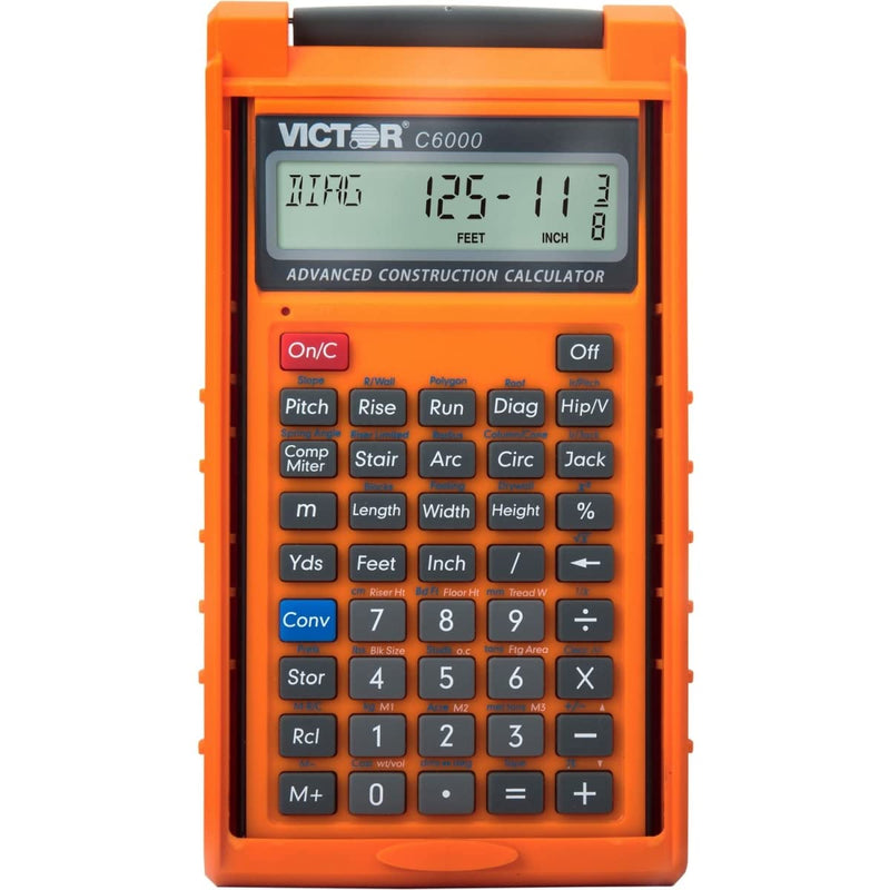 Victor C6000 Advanced Construction Calculator with Protective Case Displays in Fractional or Dimensional Forms Perfect for Carpenters, Renovators,Builders, Contractors, Estimators