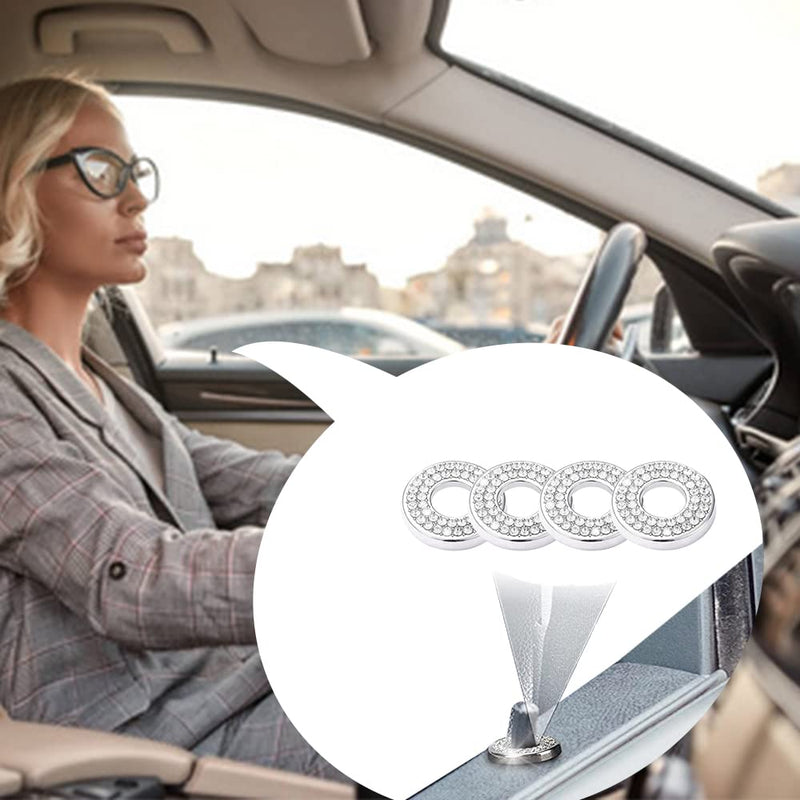 [AUSTRALIA] - 4PCS Bling Car Door Lock Inner Stickers, Bling Car Inner Door Lock Sparkle Stickers, Rhinestones Pull Rod Bolt Decorations Car Interior Accessories for Mercedes Benz C Class C200L GLC260 White 