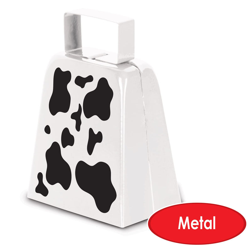 Beistle Novelty Metal Farm Animal Theme Birthday Party Western Favors, Cow Print Cowbell, White/Black 0