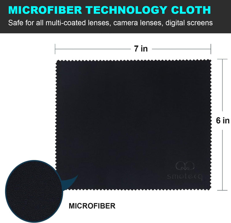 SmoTecQ Glasses Cleaning Cloth, Premium Microfiber Lens and Screen Cleaner, Reusable and Washable - Pack of 8, 7 x 6-Inch, Dark Blue and Grey 6" x 7", 8 Pack