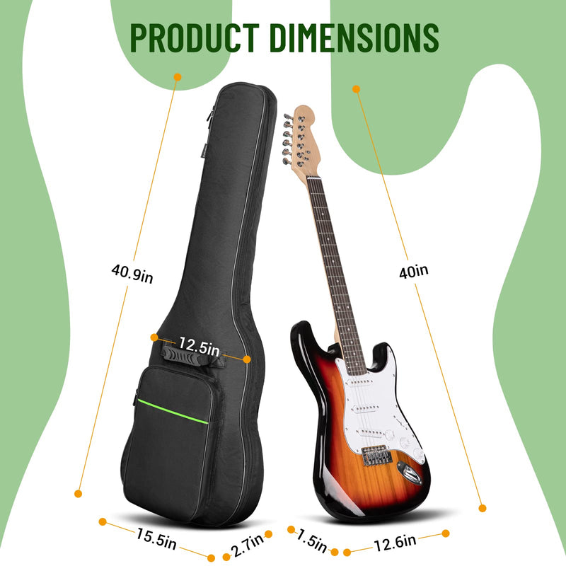 CAHAYA Electric Guitar Bag Gig Bag 0.3in Thick Padding Backpack Soft Electric Guitar Case Green CY0293