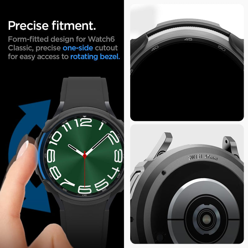 Spigen Liquid Air and Rugged Band Designed for Samsung Galaxy Watch 6 Classic 47mm - Black