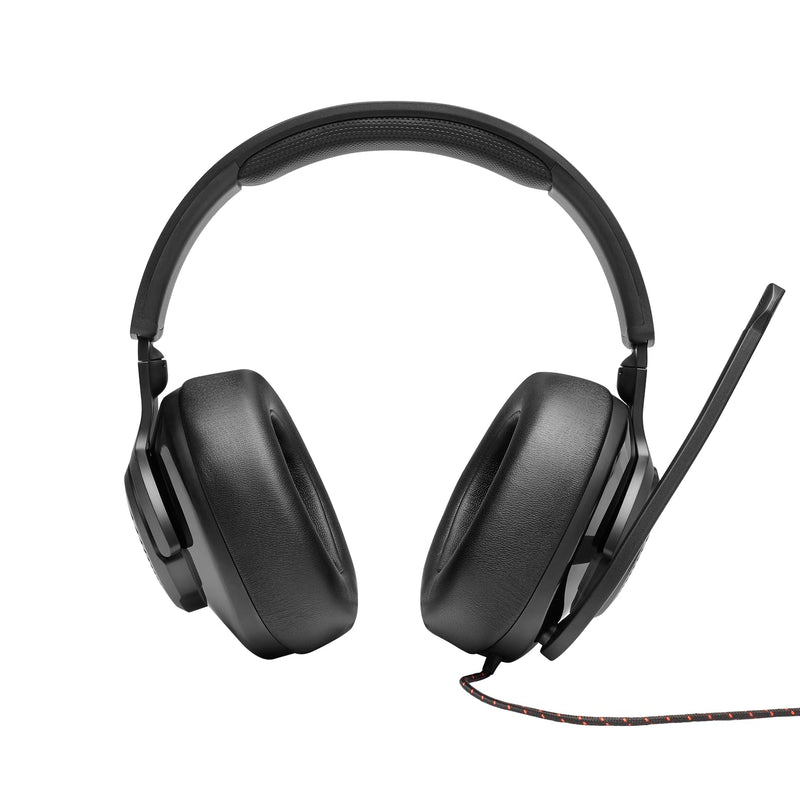 JBL Quantum 200 - Wired over-ear gaming headset with Voice focus directional flip-up mic and memory foam ear cushions (Black) Large