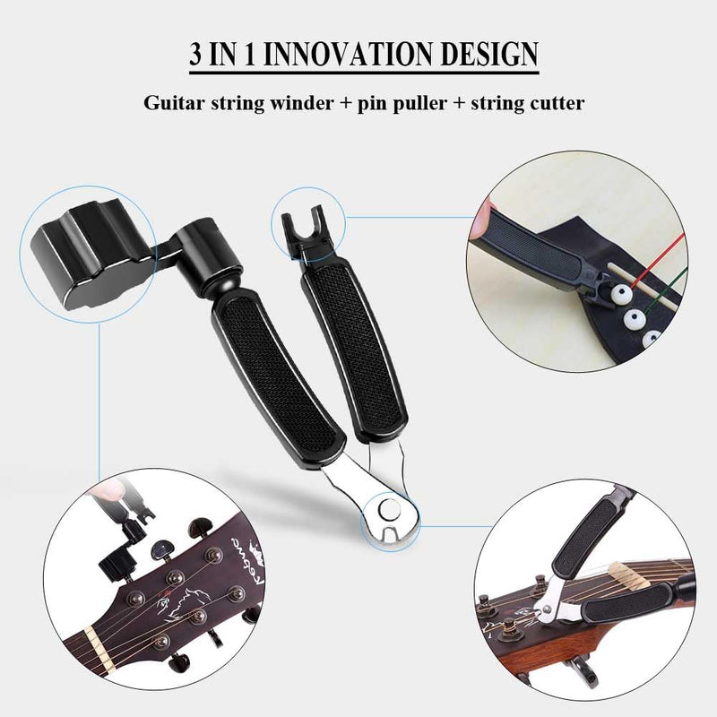 Guitar String Winder Cutter Pin Puller Multifunctional 3 In 1 Guitar Maintenance Tool String Peg Winder String Cutter Pin Puller Instrument Accessories