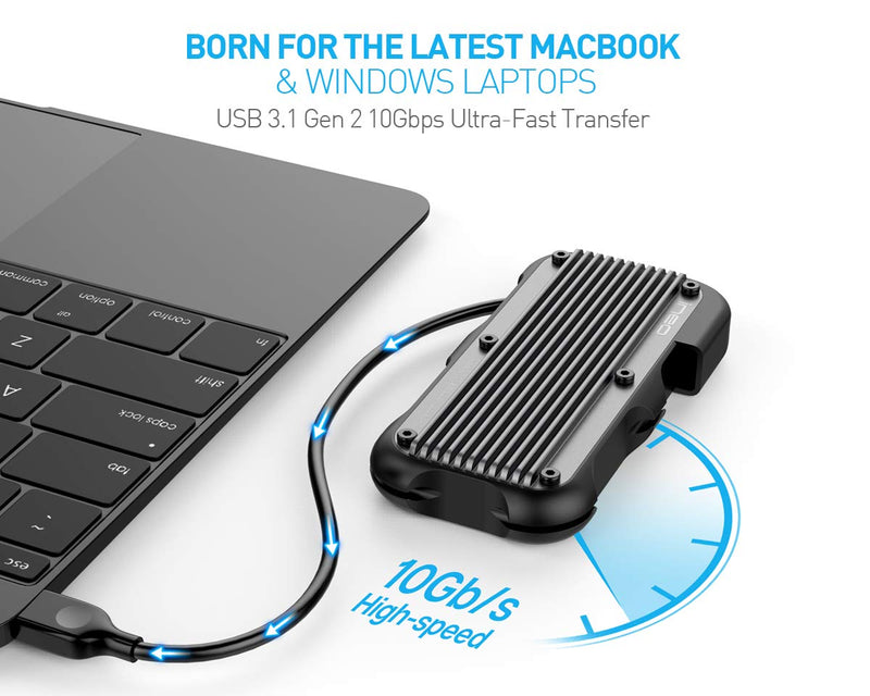 ineo M.2 NVMe (PCIe) USB 3.2 Gen 2 Type-C Rugged Waterproof Shockproof Aluminum Cover SSD Enclosure [C2594-NVMe]