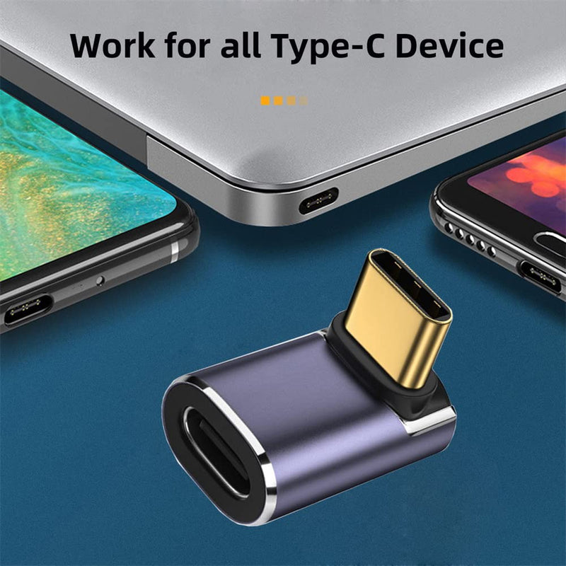 NFHK 40Gbps USB4 Type C Male to Female 90 Degree Up Down Angled 100W Power Data 8K Video Adapter for Laptop Phone Up Angled Male to Female